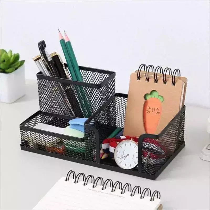 Suporte De Caneta De Metal Criativo, Organizador De Papelaria De Mesa, Suporte De Lápis, Rack De Armazenamento De Arquivo, Caixa De 3 Grelha, Acessórios De Escritório