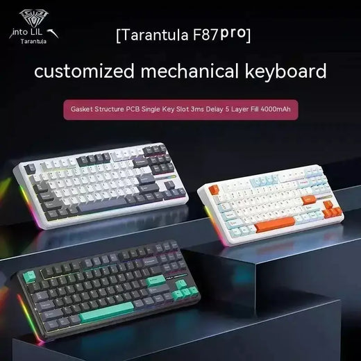 Teclado mecânico AULA F87Pro 2.4g/Usb/Bluetooth Tri Mode sem fio 87 teclas 5 camadas de enchimento de silenciamento adequado para jogos + digitação