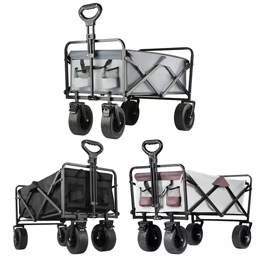 Grande capacidade de peso carrinho resistente dobrável vagão de praia com grandes rodas todo-o-terreno equipamentos de acampamento ao ar livre