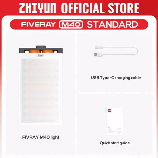 Do brasil sem taxa ZHIYUN-FIVERAY Pocket LED Light, Handheld Fill Light, Fotografia Iluminação, Foto e Vídeo Lâmpada, M40, 40W