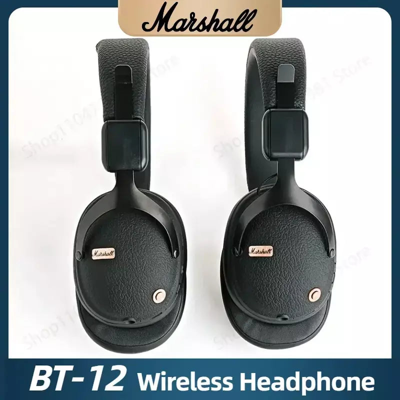 Fones de ouvido sem fio MARSHALL BT12, cancelamento de ruído ativo, áudio Hi-Fi, ajuste confortável, fone de ouvido de música retrô Bluetooth à prova d'água