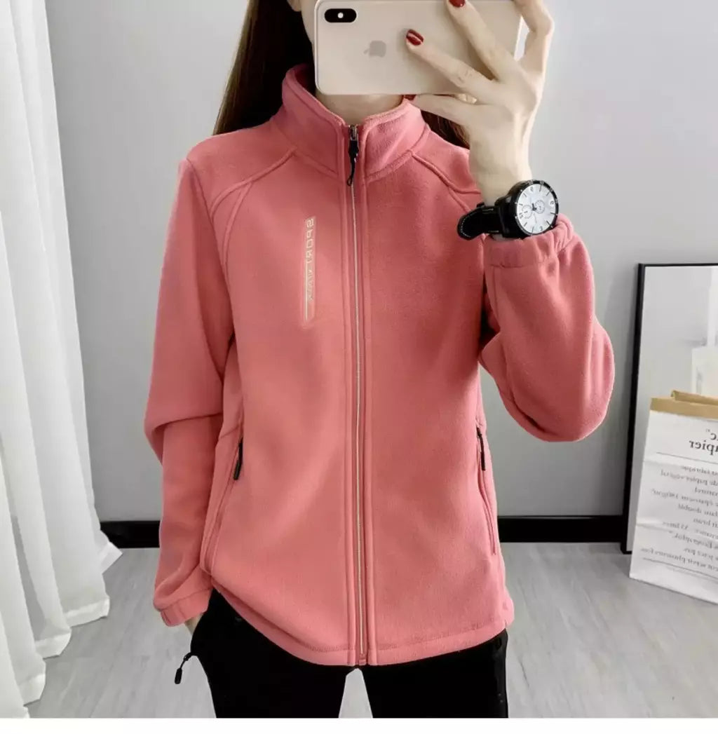 Casacos de lã tamanho grande para mulheres, cardigã quente, roupas esportivas casuais ao ar livre, caminhadas, jogging, ioga, jaquetas femininas, inverno, primavera