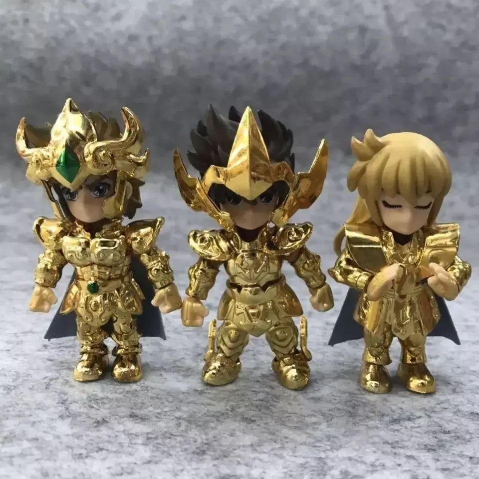 Em estoque versão q de saint seiya figura dos desenhos animados leo sagitário virgo articulações são modelo móvel ornamentos brinquedo presente de natal