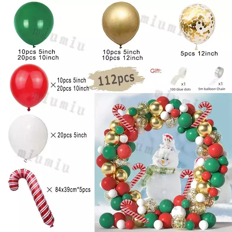 Decorações balões de natal guirlanda arco vermelho metálico ouro com homem de gengibre estrelas balão foil para decoração de festa de natal