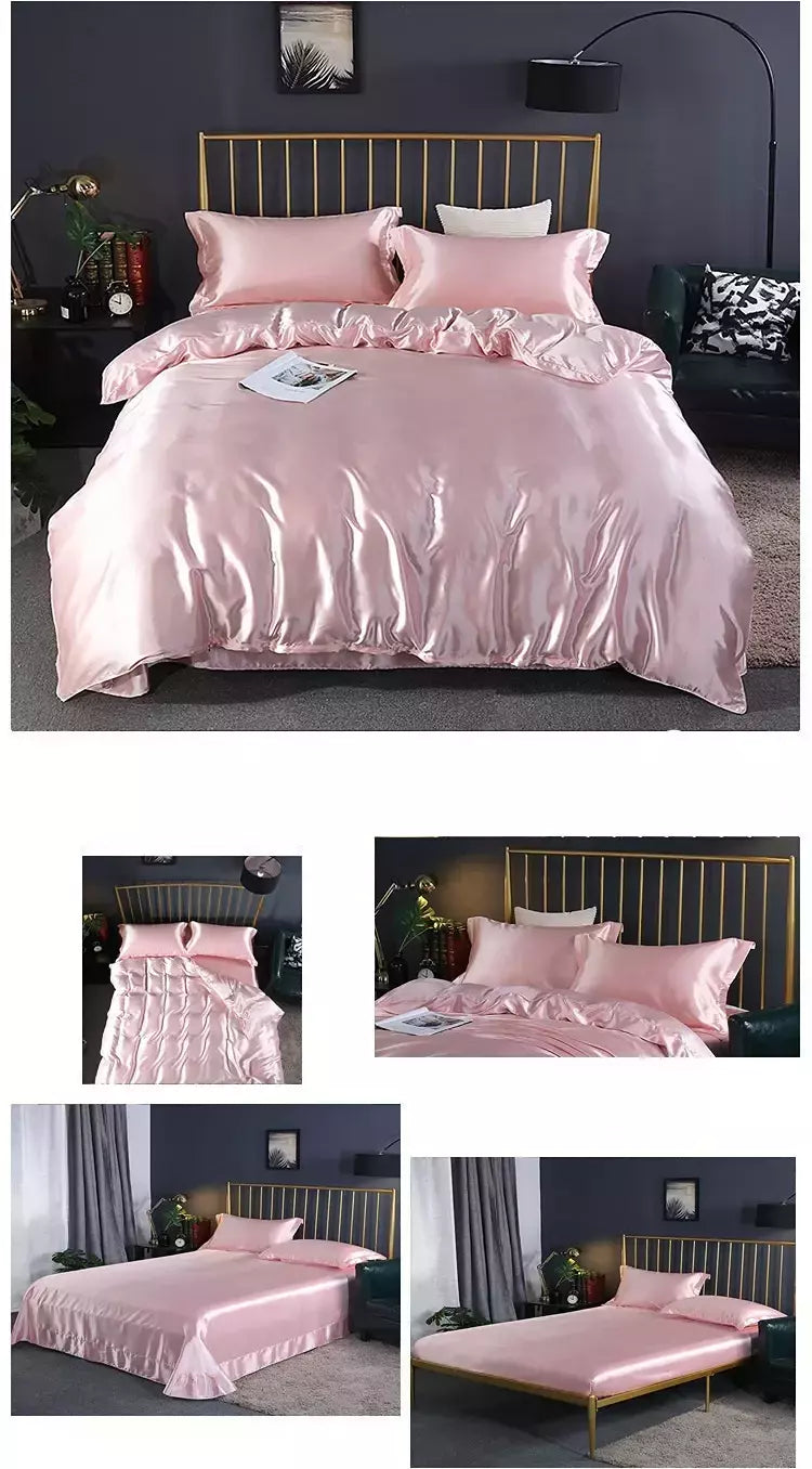 Conjunto De Cama De Luxo Com Capa De Edredão, 100% Seda, Duplo King e Queen Size, Conjuntos De Roupa De Cama, Kit De Capa De Cama, 4PCs