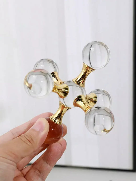 1pc cristal geométrico molecular bola castiçal, molécula de luxo cristal decorativo artesanato ornamento para desktop, sala estar &