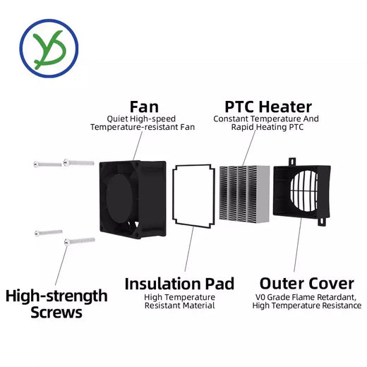 12v ~ 220v 70w ~ 400w aquecedor ptc cerâmica aquecedor de temperatura constante com ventilador ptc aquecedor elétrico incubação elemento de aquecimento de ar ptc
