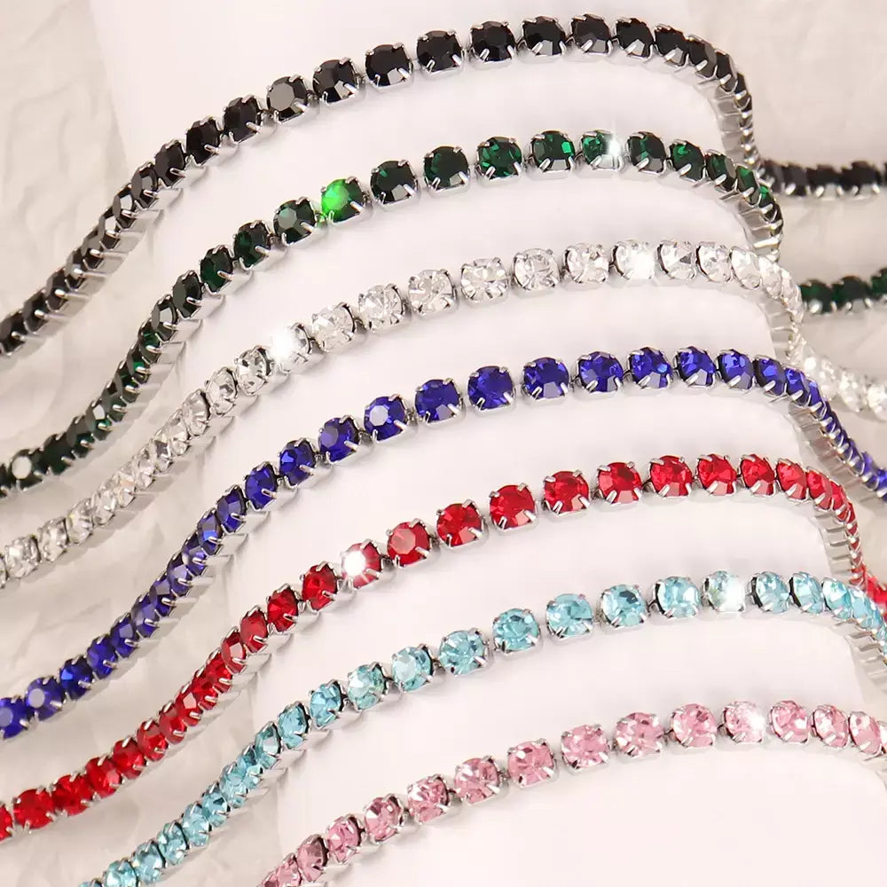 316l 4mm colar de aço inoxidável para mulheres hip hop tênis corrente colares cor cristal zircão gargantilha colar jóias
