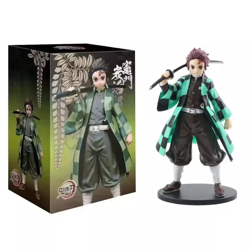 Anime figura demônio slayer figuras kimetsu não yaiba boneca tanjiro nezuko zenitsu estatueta inosuke guerreiro figura de ação modelo brinquedos