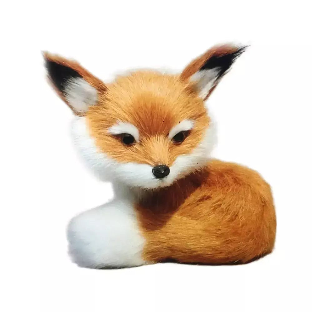 1PC Simulação Fox Ornamento Mini Squatting Fox Modelo Plush Animal Boneca Brinquedo Decoração para casa Craft Christmas Party Gift