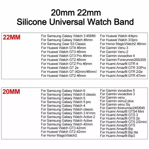 Pulseiras de relógio universais 22mm 20mm, pulseira de silicone de liberação rápida, pulseira de borracha macia para huawei samsung xiaomi amazfit smartwatch