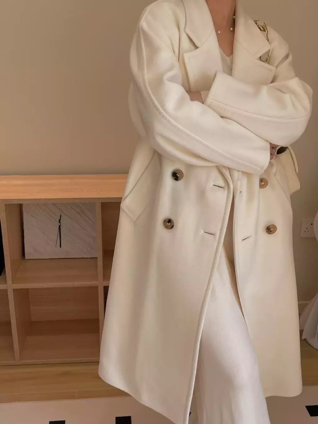 Casaco de Cashmere Camel Classic, casaco de lã de comprimento médio, novo, 101801, outono e inverno