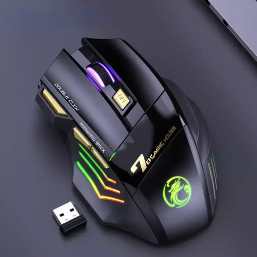 GW 2.4G e Bluetooth Mouse Sem Fio Silencioso Recarregável Luz de Respiração 7 Teclas DPI Sensor Óptico Ajustável Mouse Jogo Escritório