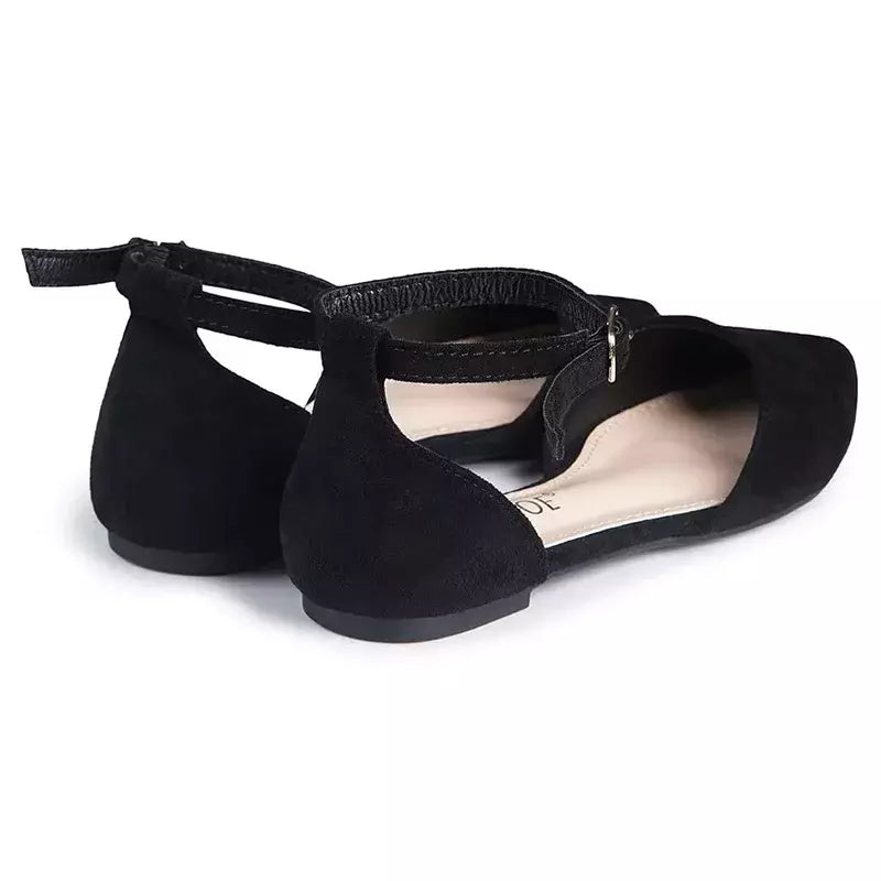 Sapatos baixos D'Orsay Pointed Toe para mulheres, Ankle Strap Flats, 9242