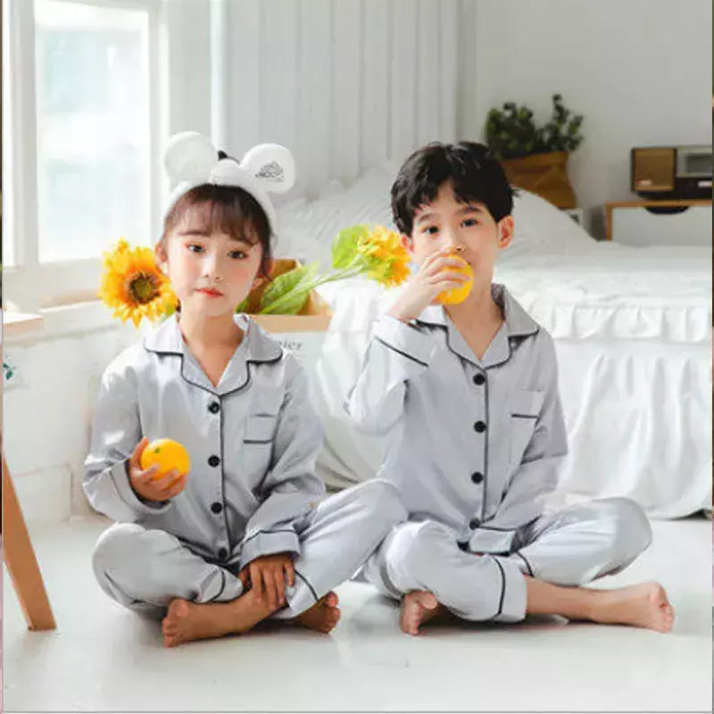 Conjunto de pijamas de botão infantil, pijamas de seda para meninas, pijamas infantis de Natal, criança, pijamas cetim bebê, espreguiçadeira