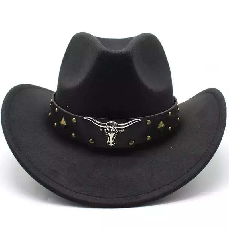 Mulheres e Homens Lã Ocidental Chapéu de Cowboy, Cavalheiro Senhora Jazz Cloche Sombrero Bonés, Tamanho Grande, Inverno, Outono, Novo, 2