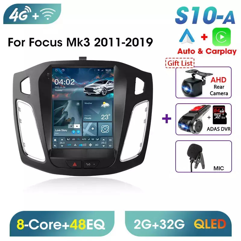 Srnubi 2 din 9.7 "android 13 carplay rádio do carro para ford focus 3 mk 3 2011 2012 - 2019 reprodutor multimídia 2din gps auto estéreo dvd