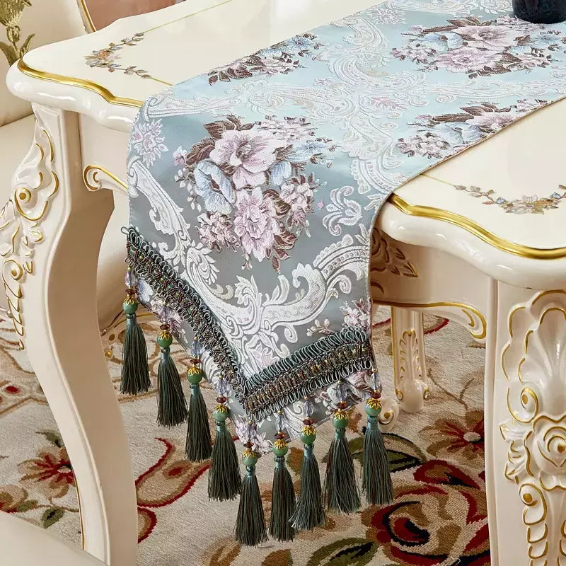 Toalha De Mesa Floral Bordada, Corredor De Mesa De Luxo Europeu, Placemats De Jantar Jacquard, Corredores De Café Em Casa