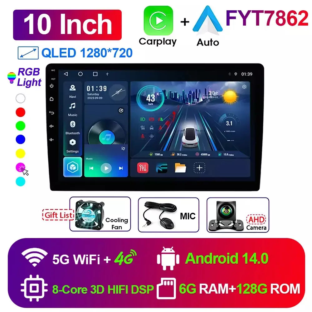 Rádio do carro reprodutor multimídia 9/10 "android 13 autoradio 2 din estéreo gps para nissan toyota kia vw suzuk hyunda renault honda ford