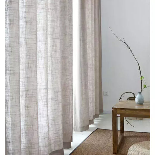 Cortina semi-sombreada lisa para varanda, Linho de algodão moderno, Tule puro, Sala de estar personalizada, Decoração de fios
