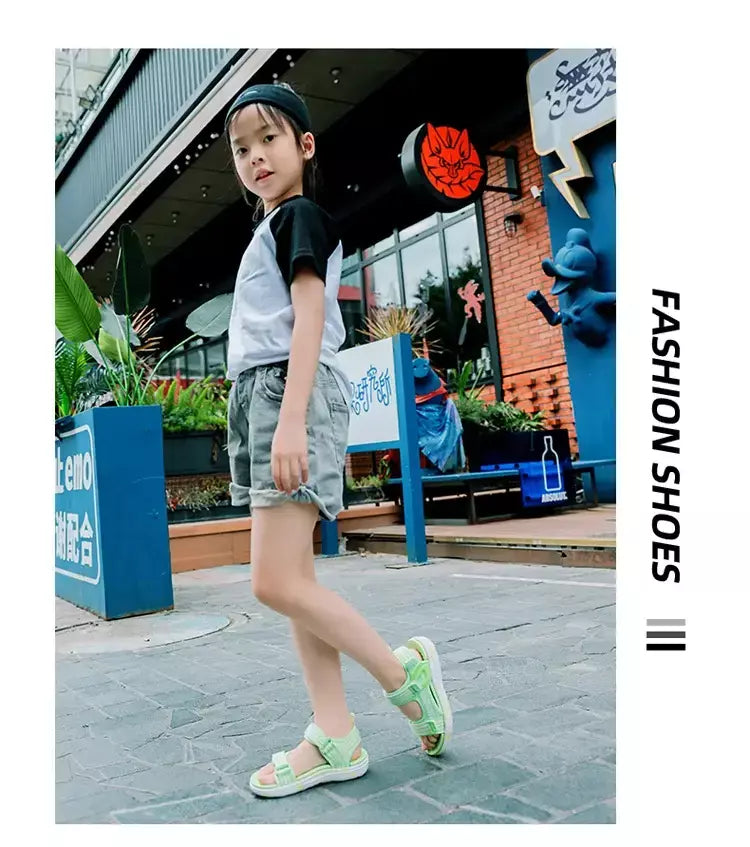 Sandálias de verão para meninas, sandálias esportivas ao ar livre, sapatos de praia casuais, confortáveis, antiderrapantes, moda, tamanho 40