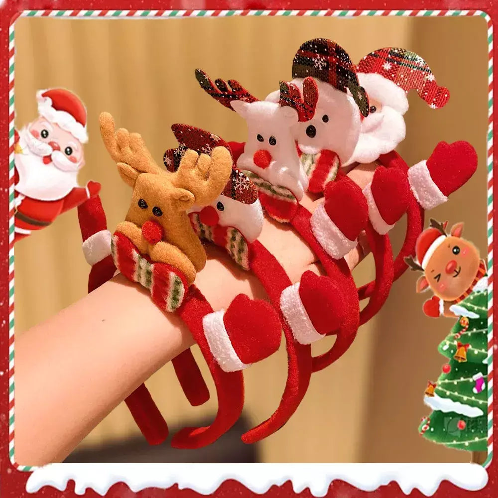 5-pacote meninas natal hairbands rena boneco de neve papai noel padrões moda festa de ano novo headbands acessórios para o cabelo