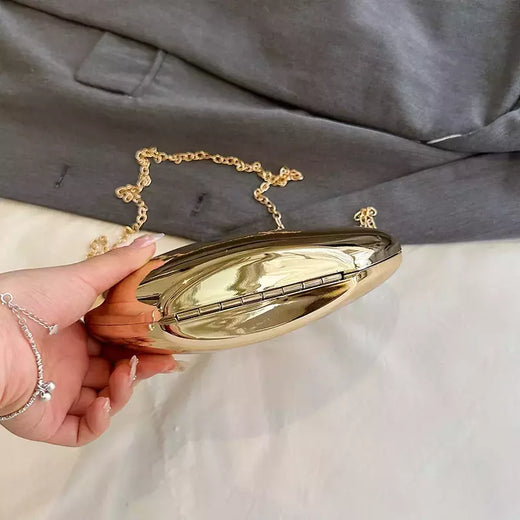 Bolsa de estilingue crossbody para mulheres, bolsas douradas, embreagem noturna, marca de luxo, trend party, 2022, 2024