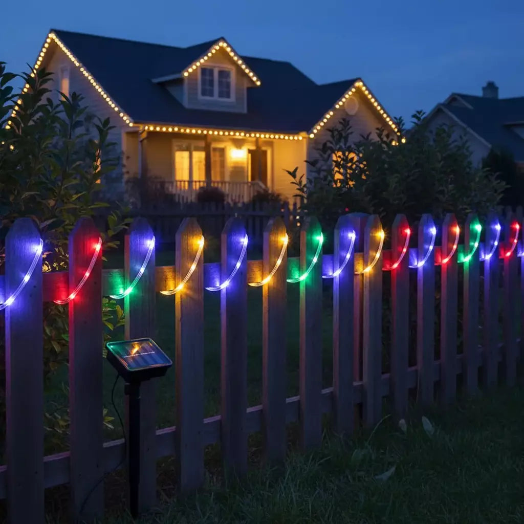 Led solar corda luz de tira corda 7m jardim iluminação rua guirlanda natal luzes fadas ao ar livre ip65 à prova dip65 água tubo lâmpada