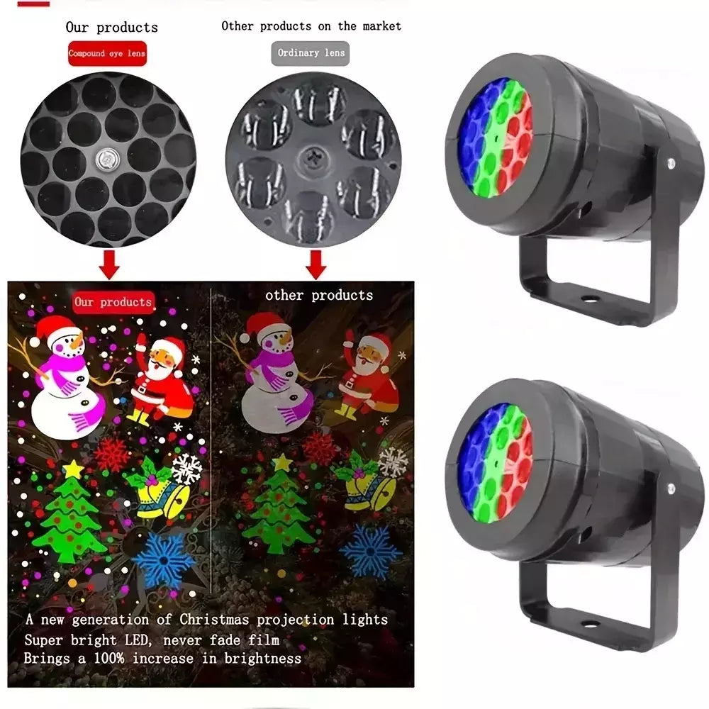 Projetor Laser LED Snowflake, impermeável Girando Luzes Do Palco, Decoração De Natal, 16 Padrões