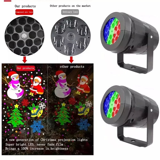 Projetor Laser LED Snowflake, impermeável Girando Luzes Do Palco, Decoração De Natal, 16 Padrões