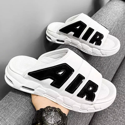 Chinelos esportivos antiderrapantes masculinos, chinelos com design de almofada de ar, escorregador macio, verão, novo