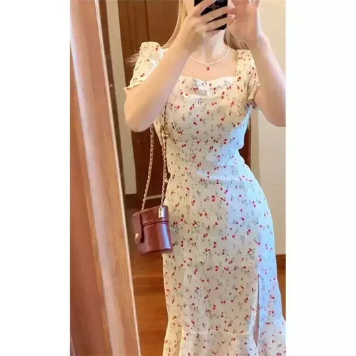 Vestido longo perfumado branco para mulheres, vestido sereia de fenda lateral, roupa emagrecedora para você, vestido de fada, novo, 2024