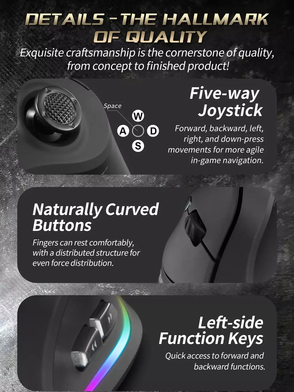 Zelotes f18 mouse ergonômico vertical 2.4g mouse sem fio bluetooth 24000dpi com programação mouse para jogos para computador portátil
