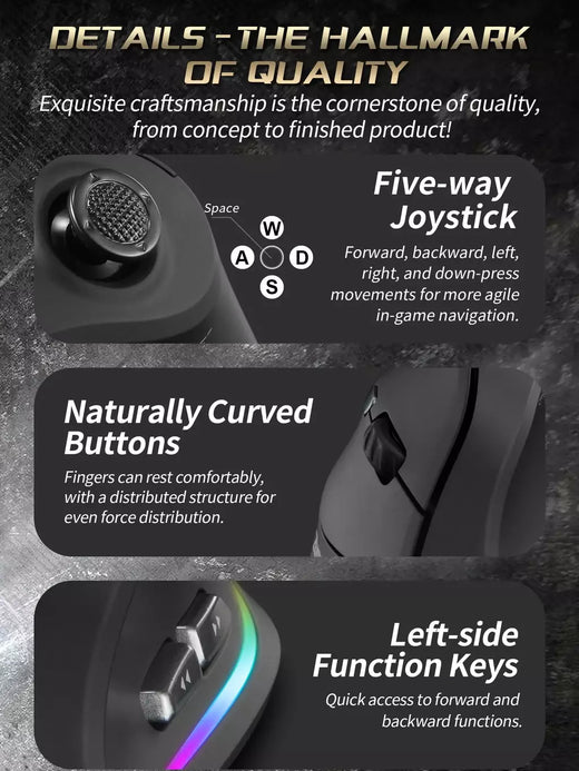 Zelotes f18 mouse ergonômico vertical 2.4g mouse sem fio bluetooth 24000dpi com programação mouse para jogos para computador portátil