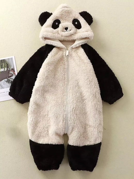 0-36 meses macacão de bebê recém-nascido inverno macacão geral panda animal com capuz macacão manter quente para menino menina hallowe pijamas macios