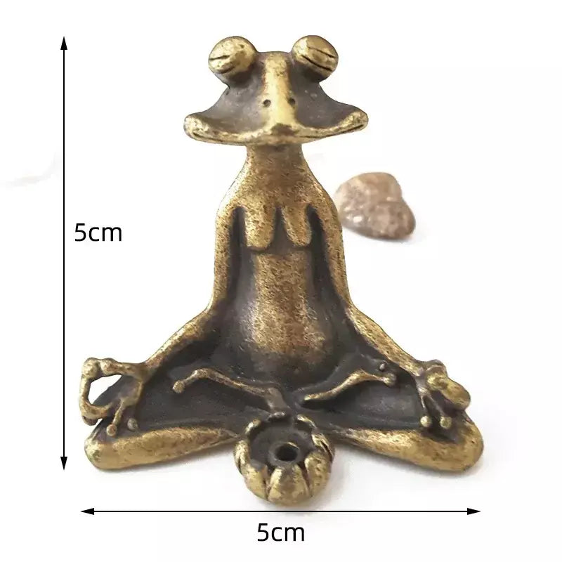 Antigo bronze meditação zen sapo estátua ornamento cobre escultura animal queimador de incenso casa decorações mesa chá animal estimação