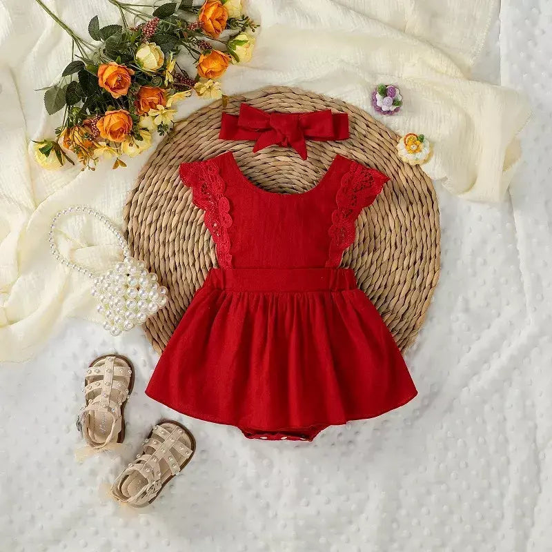 Bebê meninas verão sólido sem mangas 100% algodão gola quadrada vestido infantil de férias macio