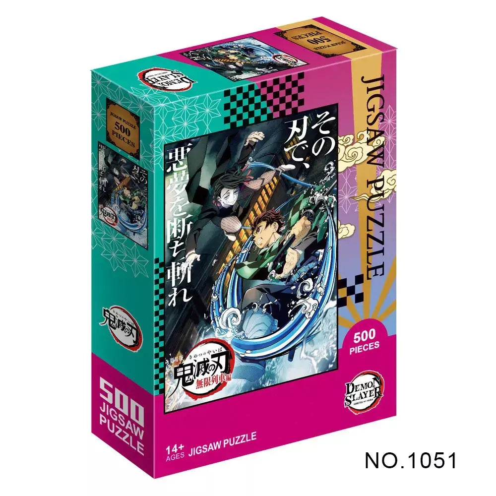 500/1000 peças quebra-cabeças para adultos demon slayer anime japonês série kimetsu dos desenhos animados crianças brinquedos educativos iluminar presentes