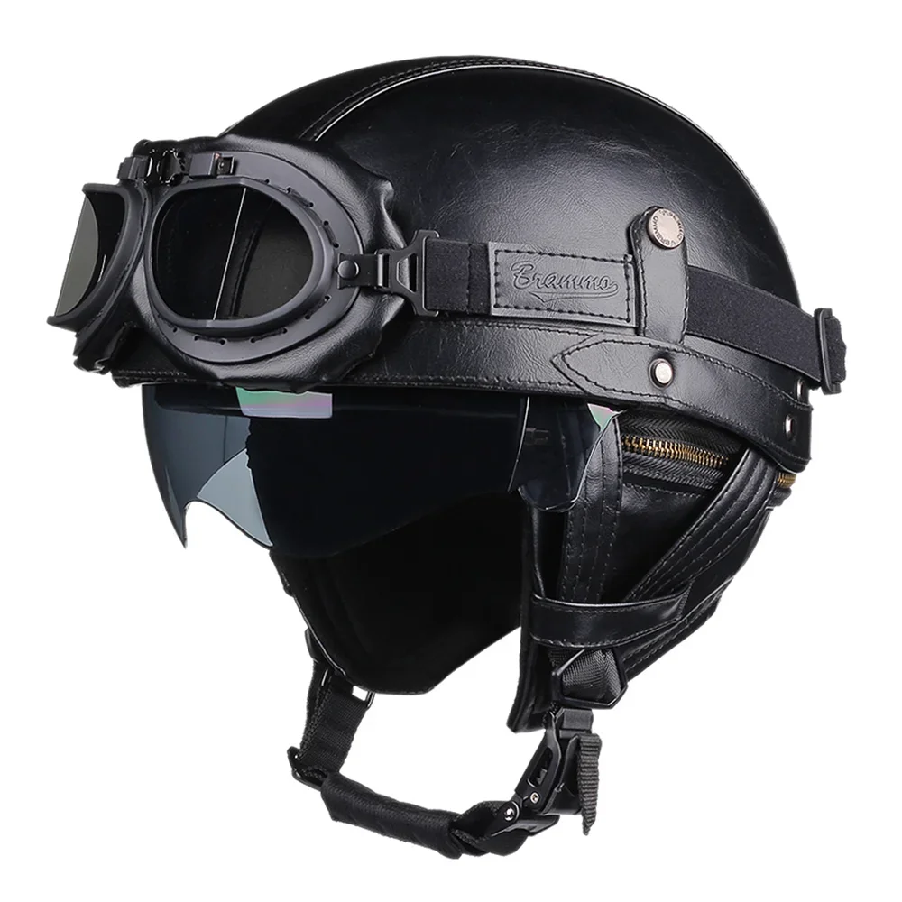 Retro capacete da motocicleta dot certificação moto capacete das mulheres dos homens meio capacete lente hd casco quatro estações equitação scooter capacetes