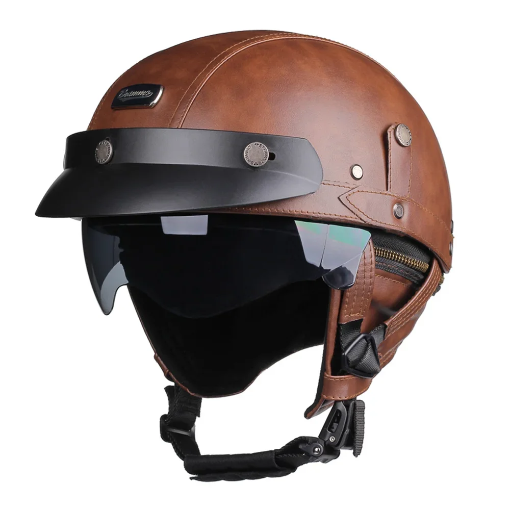 Retro capacete da motocicleta dot certificação moto capacete das mulheres dos homens meio capacete lente hd casco quatro estações equitação scooter capacetes