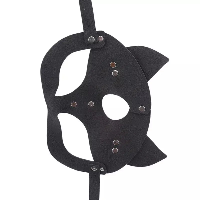 Meia face gato cosplay máscara de couro feminino olho cosplay festa de halloween pu meia máscara facial adulto suprimentos de jogo adulto jogo