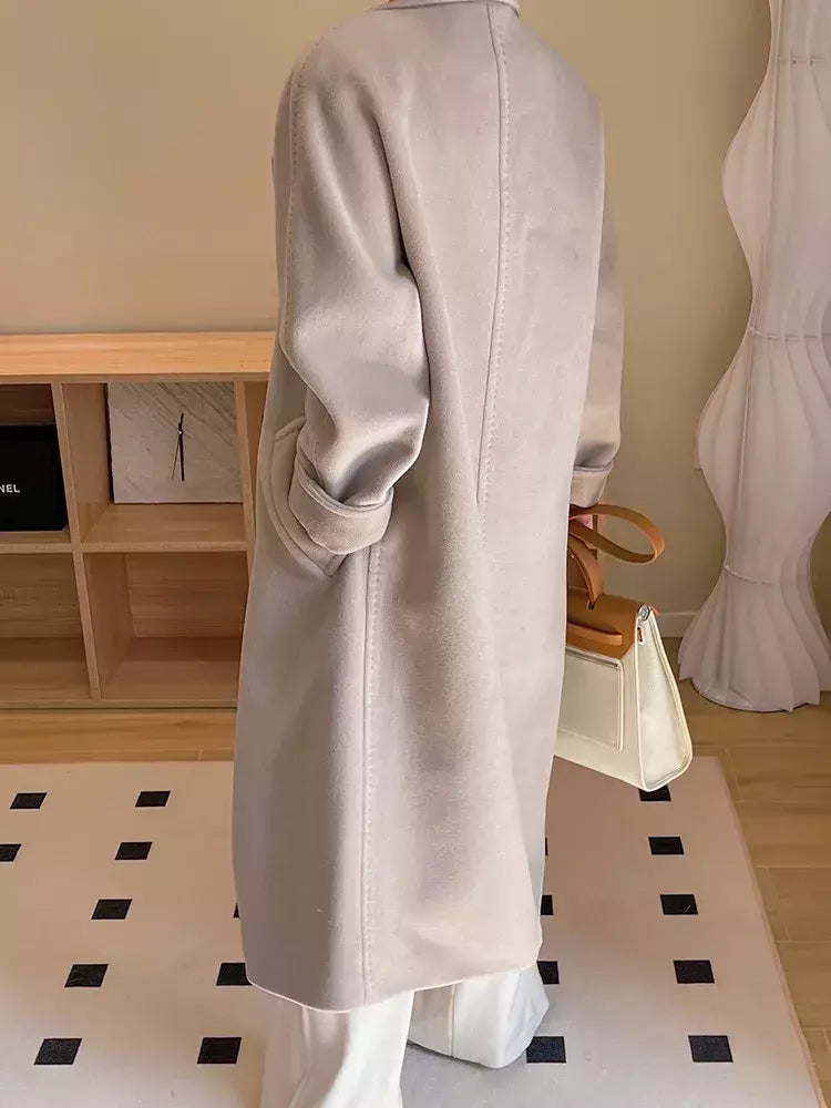 Casaco de Cashmere Camel Classic, casaco de lã de comprimento médio, novo, 101801, outono e inverno