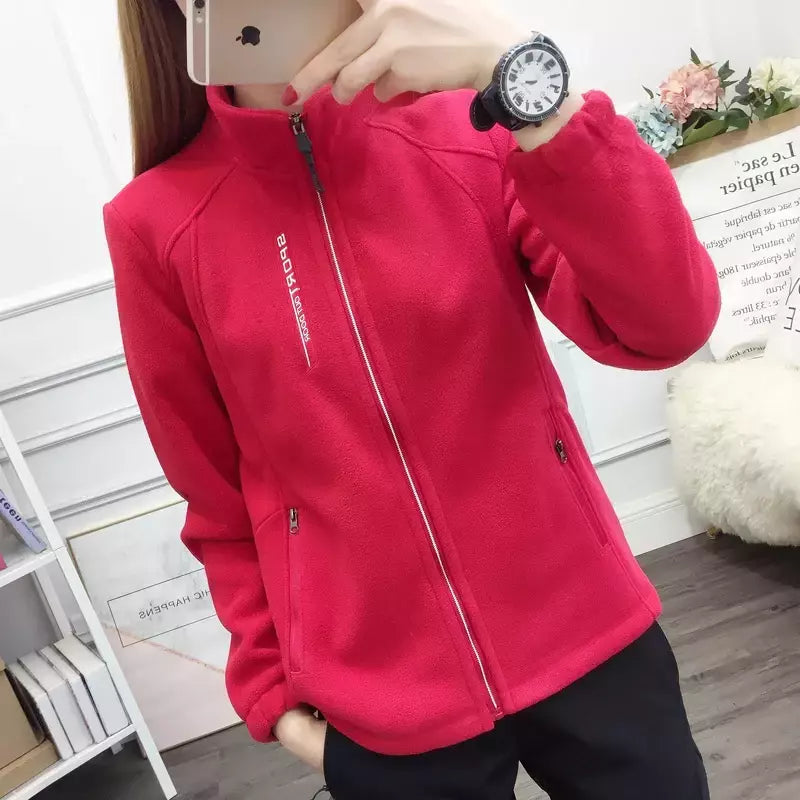 Casacos de lã tamanho grande para mulheres, cardigã quente, roupas esportivas casuais ao ar livre, caminhadas, jogging, ioga, jaquetas femininas, inverno, primavera
