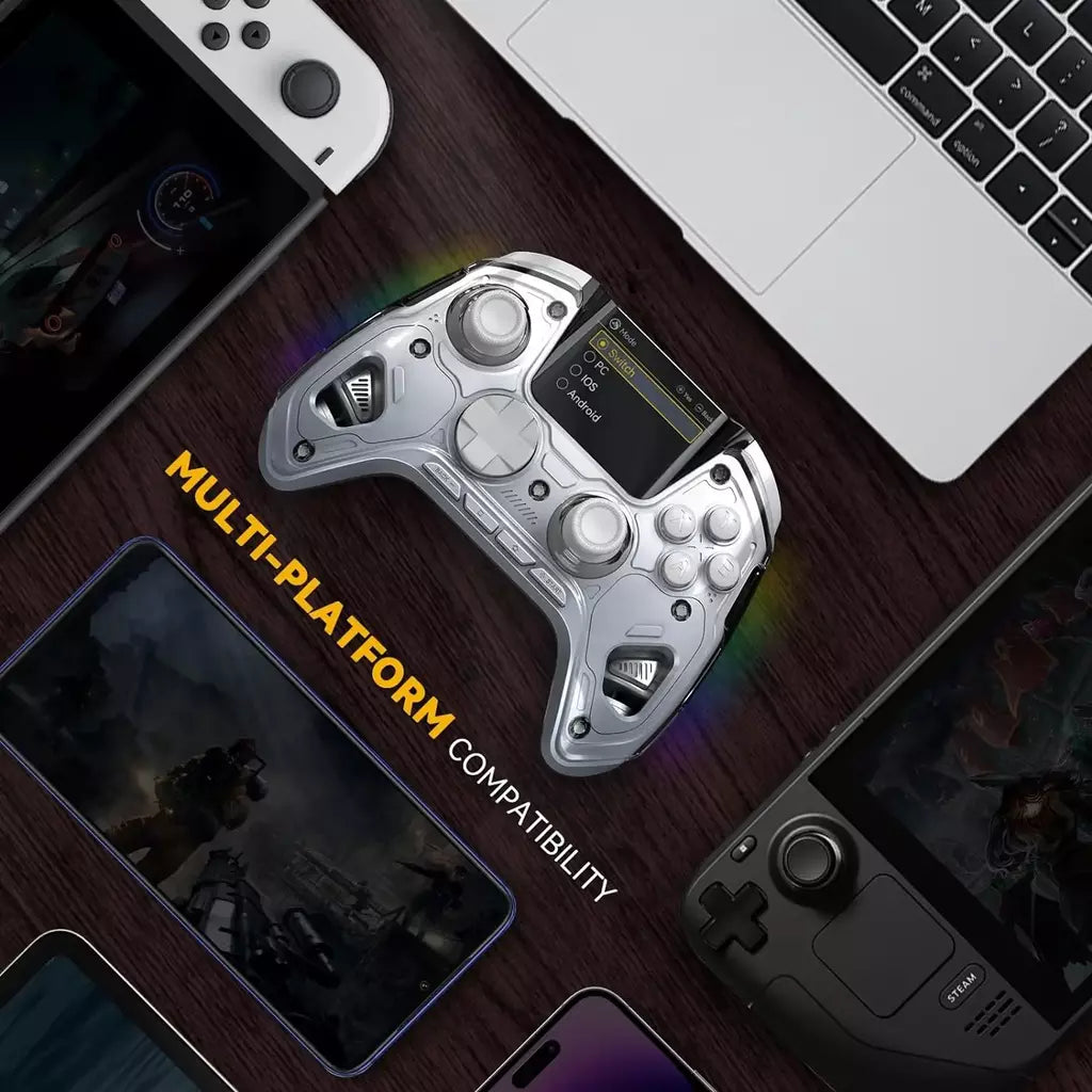 Controlador de jogos sem fio Mamba One V2 para Switch/PC/iOS/Android Hall Effect Stick RGB Light 1800mAh com base de carregamento