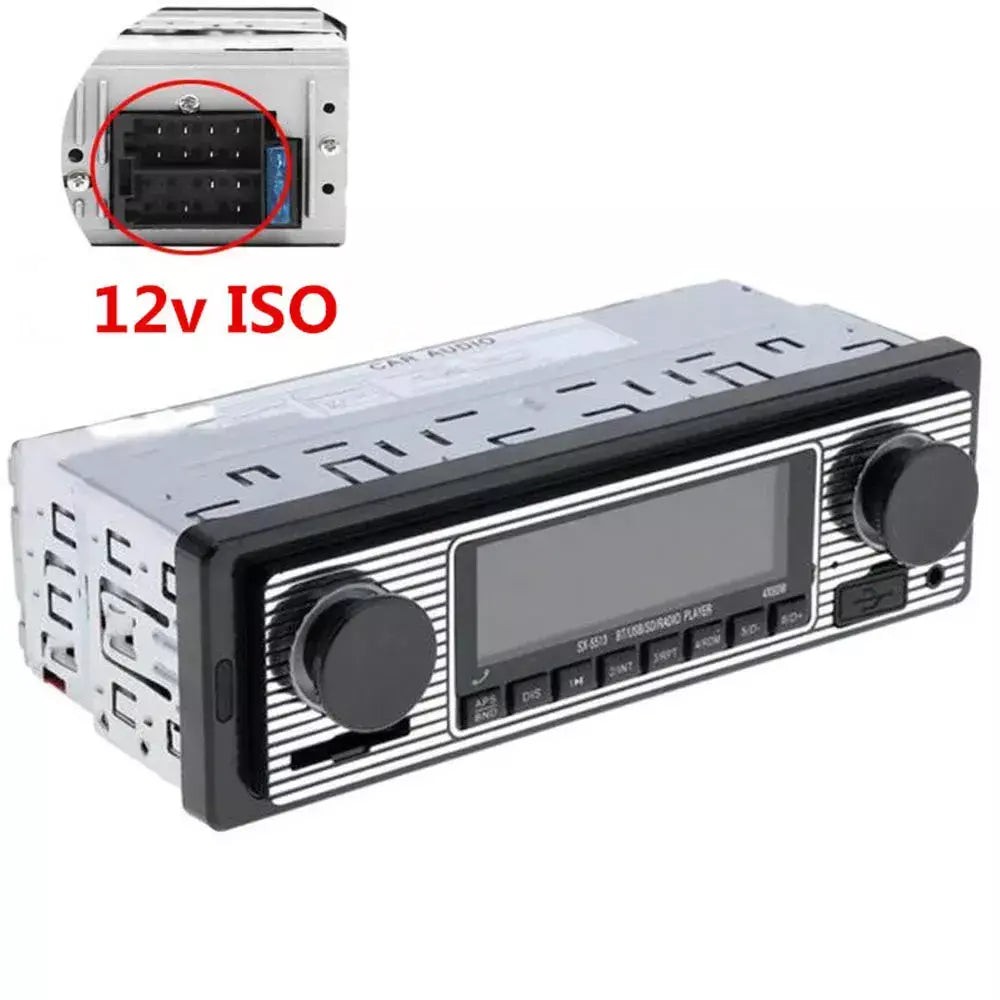 Rádio automotivo 1 din, bluetooth, áudio estéreo, vintage, sem fio, mp3, reprodutor multimídia, aux, usb, fm, 12v, reprodutor de áudio estéreo