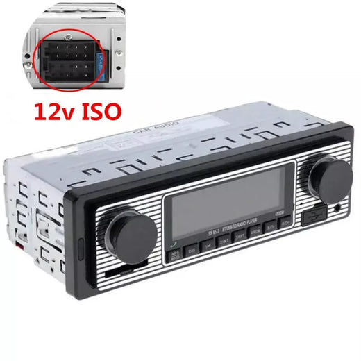 Rádio automotivo 1 din, bluetooth, áudio estéreo, vintage, sem fio, mp3, reprodutor multimídia, aux, usb, fm, 12v, reprodutor de áudio estéreo