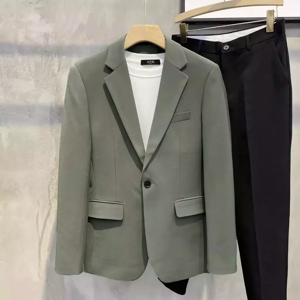 Blazer fino de negócios masculino, roupas estilo coreano, casaco casual, terno elegante, jaquetas marrons, de alta qualidade, 2024