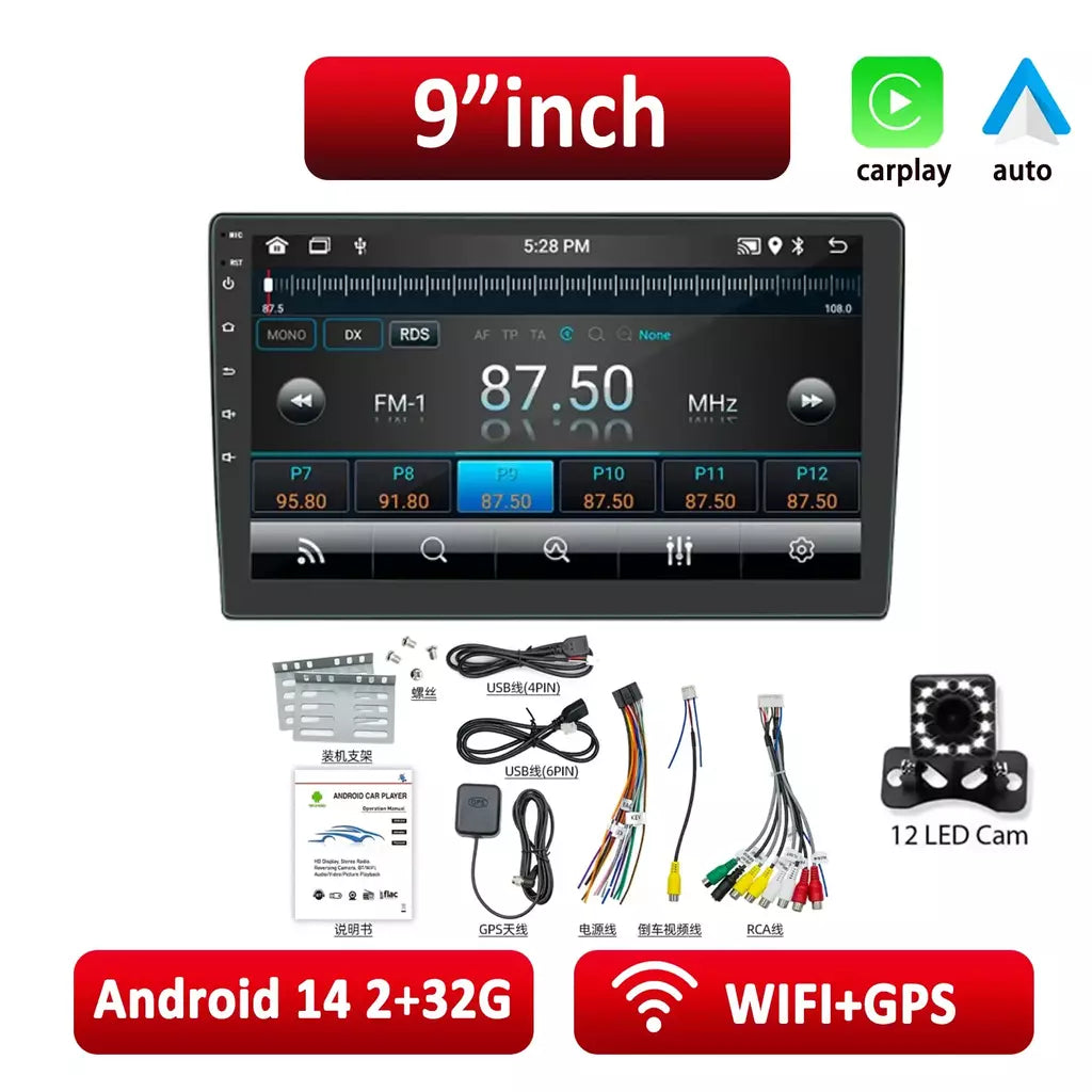 Essgoo rádio do carro android 14 carplay vídeo multimídia automático 7/9/10 ''estéreo universal para volkswagen nissan hyundai kia toyota