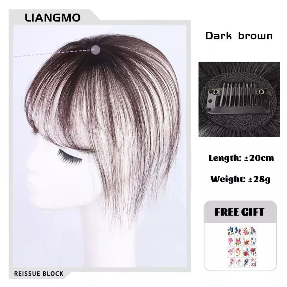 Lm fino 3d ar franja de cabelo em linha reta puro franja clipe em extensões de cabelo topper franja 3d invisível sem costura cabeça peruca de cabelo