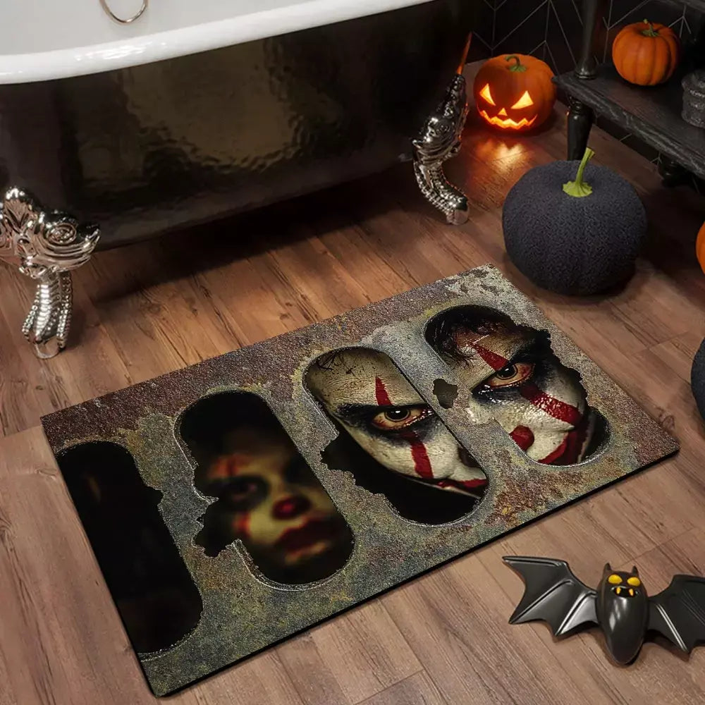 Tapete de porta de halloween assustador pennywise palhaço porta sala de estar, quarto, cozinha, entrada antiderrapante tapete corredor